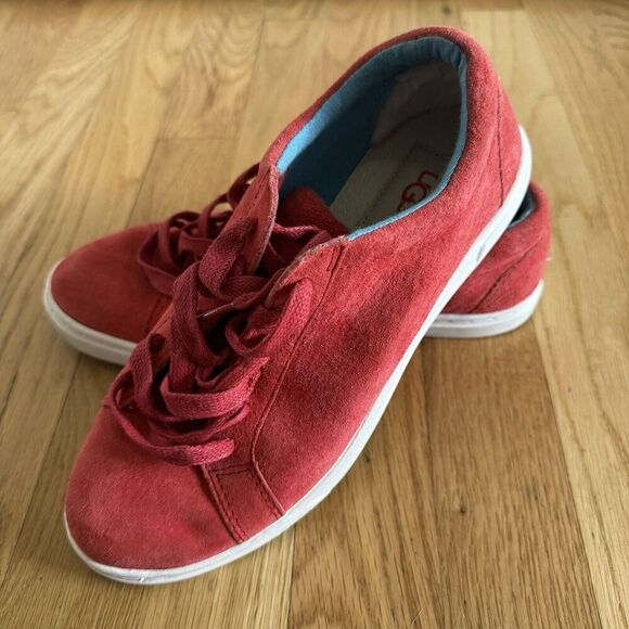 UGG Karine Tango Red (TNGO) Suede Wool Women Sneaker Size US 6.5 - Picture 2 of 7